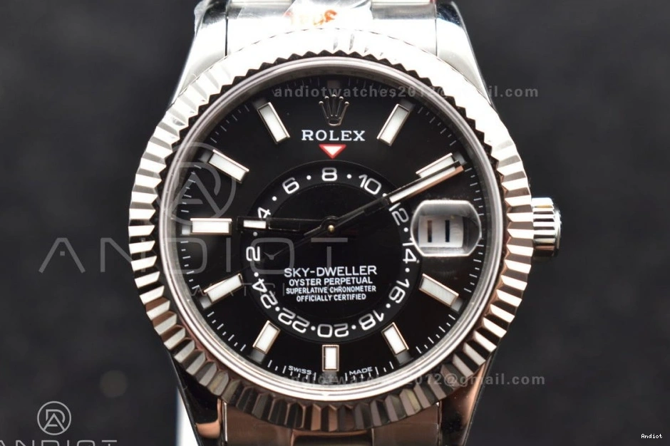 TWF Skydweller Dial A23J Best SS Black on Bracelet SS Edition 1119